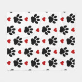 Patroon van poten, reuzenpoten, zwarte poten, rode fleece deken (Voorkant (Horizontaal))