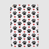 Patroon van poten, reuzenpoten, zwarte poten, rode golfhanddoek (Voorkant)