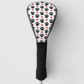 Patroon van poten, reuzenpoten, zwarte poten, rode golfheadcover (Voorkant)
