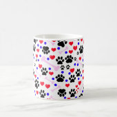 Patroon van poten, reuzenpoten, zwarte poten, rode koffiemok (Center)