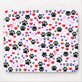 Patroon van poten, reuzenpoten, zwarte poten, rode muismat (Voorkant)