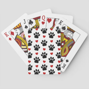 Patroon van poten, reuzenpoten, zwarte poten, rode pokerkaarten