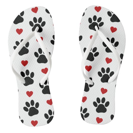 Patroon van poten, reuzenpoten, zwarte poten, rode teenslippers (Voetbed)