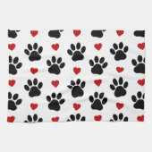 Patroon van poten, reuzenpoten, zwarte poten, rode theedoek (Horizontaal)