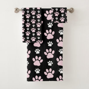Patroon van poten, roze poten, reuzenpoten, dieren bad handdoek
