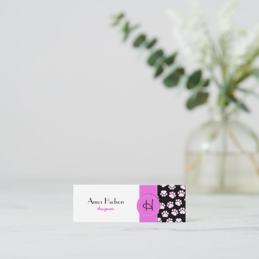 Patroon van poten, tandbaars, tandproever, tandpro mini visitekaartje (Staand voorkant)