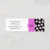 Patroon van poten, tandbaars, tandproever, tandpro mini visitekaartje (Achterkant)