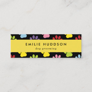 Patroon van poten, tandbaars, tandproever, tandpro mini visitekaartje