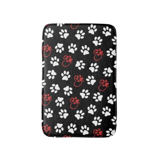 Patroon van poten, witte poten, rode poten, harten badmat (Voorkant Verticaal)