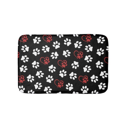 Patroon van poten, witte poten, rode poten, harten badmat (Voorkant)