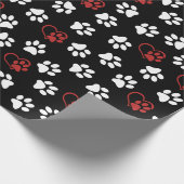 Patroon van poten, witte poten, rode poten, harten cadeaupapier (Hoek)