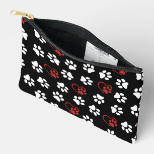 Patroon van poten, witte poten, rode poten, harten etui