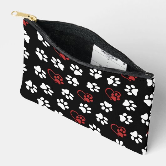 Patroon van poten, witte poten, rode poten, harten etui (Open)