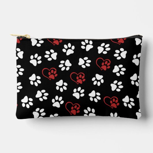 Patroon van poten, witte poten, rode poten, harten etui (Voorkant)