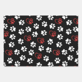 Patroon van poten, witte poten, rode poten, harten inpakpapier vel (Voorkant 2)