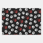 Patroon van poten, witte poten, rode poten, harten inpakpapier vel (Voorkant)