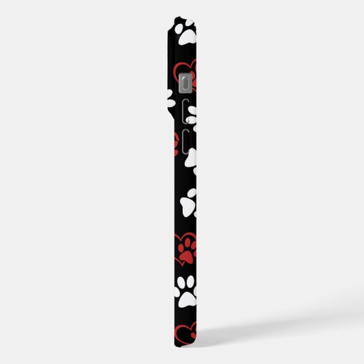 Patroon van poten, witte poten, rode poten, harten iPhone hoesje (Linkerkant)