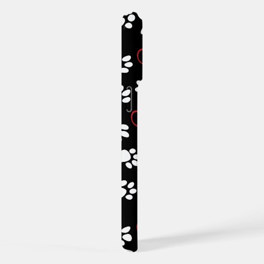 Patroon van poten, witte poten, rode poten, harten iPhone hoesje (Rechterkant)