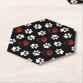 Patroon van poten, witte poten, rode poten, harten kartonnen onderzetters (Schuin)