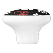 Patroon van poten, witte poten, rode poten, harten keramische knop (Zijkant)