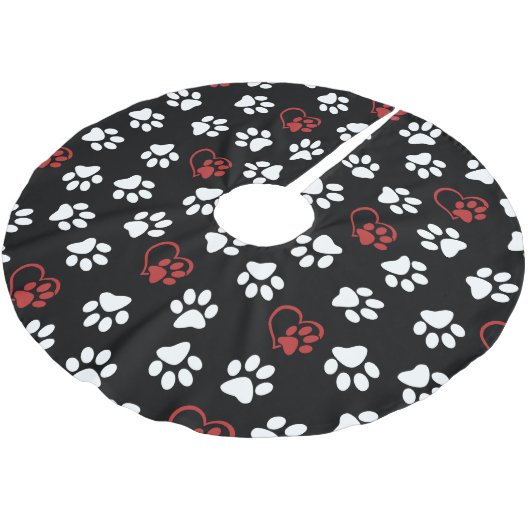 Patroon van poten, witte poten, rode poten, harten kerstboom rok (Gekanteld)