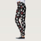 Patroon van poten, witte poten, rode poten, harten leggings (Links)