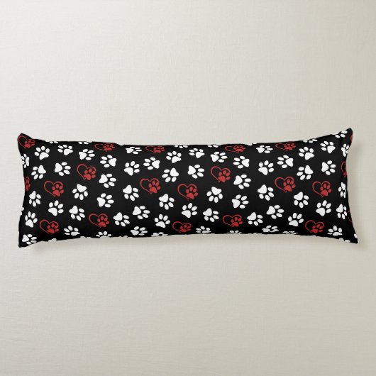 Patroon van poten, witte poten, rode poten, harten lichaamskussen (Achterkant)