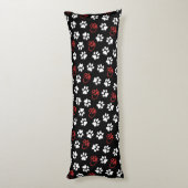 Patroon van poten, witte poten, rode poten, harten lichaamskussen (Achterkant (Verticaal))