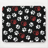 Patroon van poten, witte poten, rode poten, harten muismat (Voorkant)