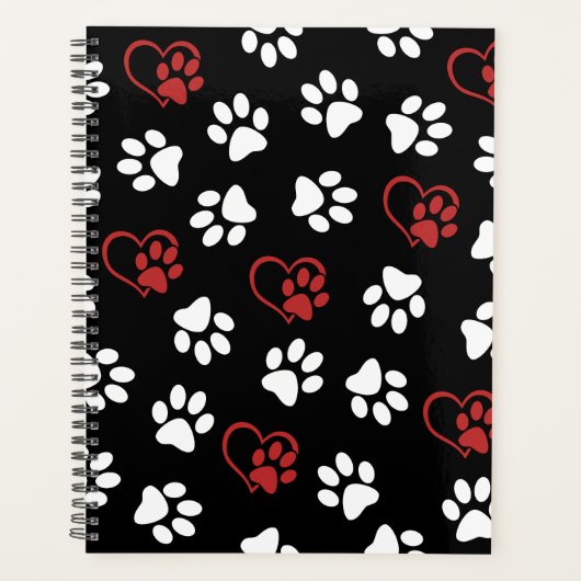 Patroon van poten, witte poten, rode poten, harten planner (Voorkant)