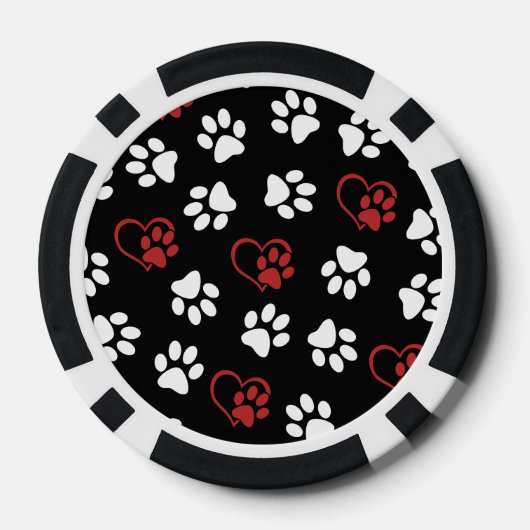 Patroon van poten, witte poten, rode poten, harten poker chips (Achterkant)