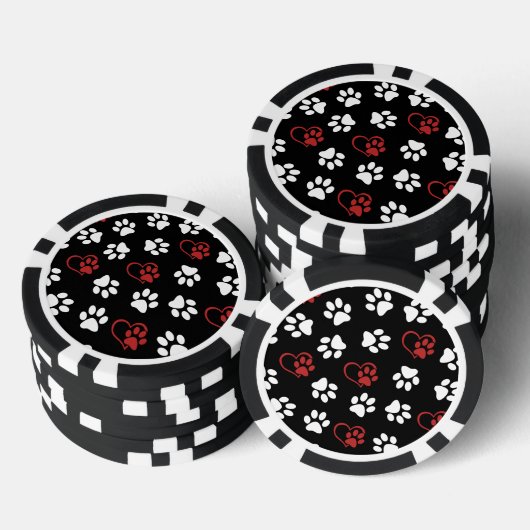 Patroon van poten, witte poten, rode poten, harten poker chips (Opstapeling)