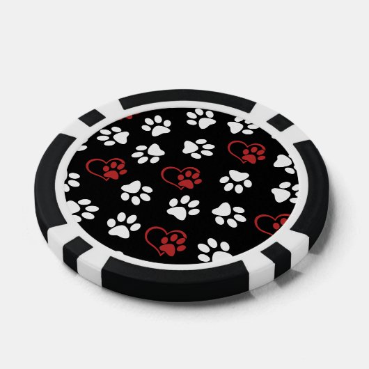 Patroon van poten, witte poten, rode poten, harten poker chips (Enkel)