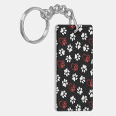 Patroon van poten, witte poten, rode poten, harten sleutelhanger (Voorkant Links)