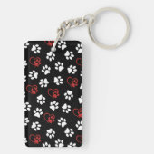 Patroon van poten, witte poten, rode poten, harten sleutelhanger (achterkant)