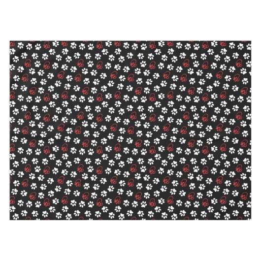 Patroon van poten, witte poten, rode poten, harten tafelkleed (Voorkant (Horizontaal))