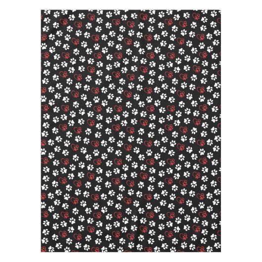 Patroon van poten, witte poten, rode poten, harten tafelkleed (Voorkant)