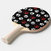 Patroon van poten, witte poten, rode poten, harten tafeltennisbatje (Voorkant Gekanteld)