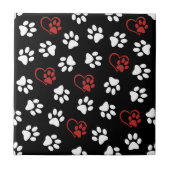 Patroon van poten, witte poten, rode poten, harten tegeltje (Voorkant)