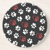 Patroon van poten, witte poten, rode poten, harten zandsteen onderzetter (Voorkant)