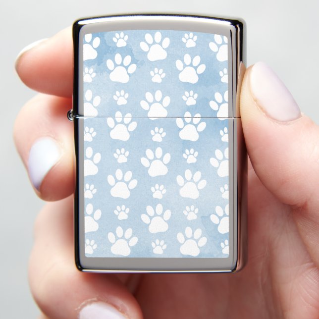 Patroon van poten, witte poten, Waterverven, blauw (In Hand)