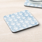 Patroon van poten, witte poten, Waterverven, blauw Bier Onderzetter (Linkerzijde)