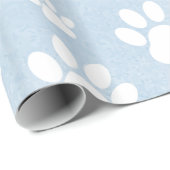 Patroon van poten, witte poten, Waterverven, blauw Cadeaupapier (Rol Hoek)