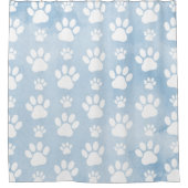 Patroon van poten, witte poten, Waterverven, blauw Douchegordijn (Voorkant)