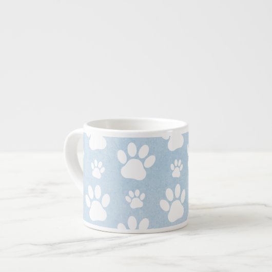 Patroon van poten, witte poten, Waterverven, blauw Espresso Kop (Voorkant links)