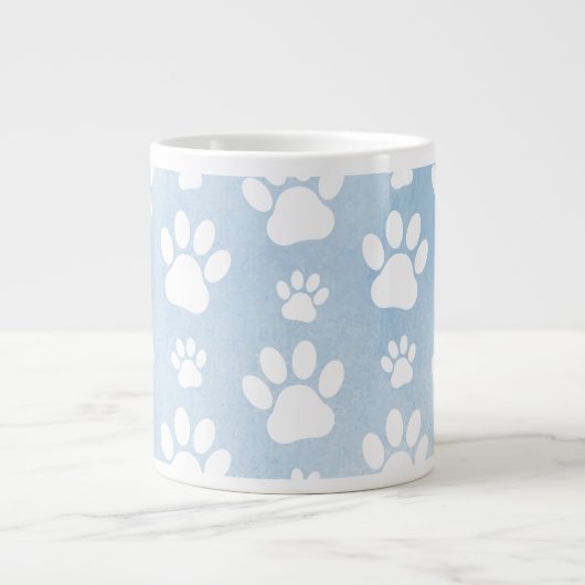 Patroon van poten, witte poten, Waterverven, blauw Extra Grote Beker (Voorkant)