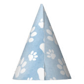 Patroon van poten, witte poten, Waterverven, blauw Feesthoedjes (Achterkant)