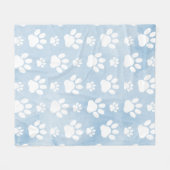 Patroon van poten, witte poten, Waterverven, blauw Fleece Deken (Voorkant (Horizontaal))