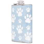 Patroon van poten, witte poten, Waterverven, blauw Heupfles (Links)