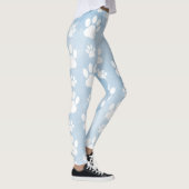 Patroon van poten, witte poten, Waterverven, blauw Leggings (Rechts)